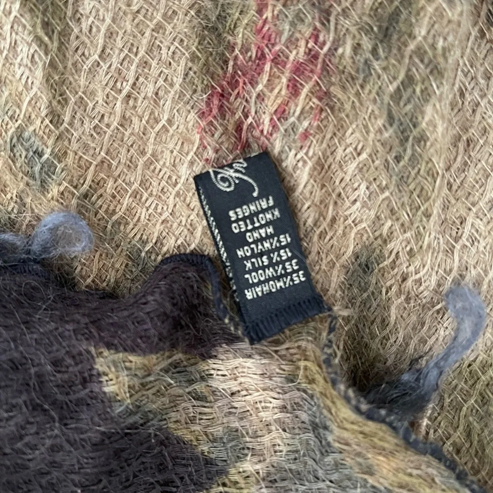 Silk Wool Floral Fringe Wrap Shawl Scarf Made in Italy